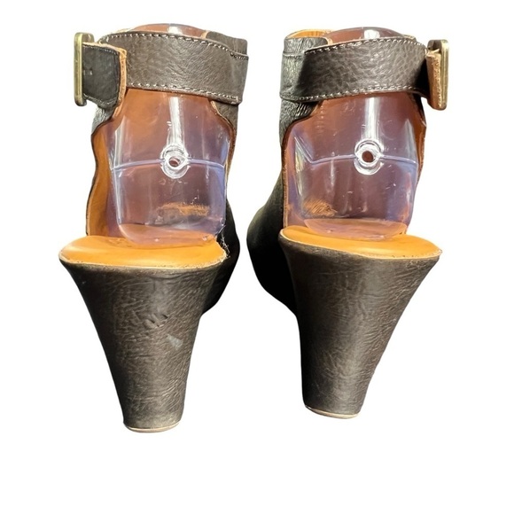 Kork-Ease Berit Brown Leather Platform Wedge Peep-toe Sandals Size 9M - Picture 3 of 13